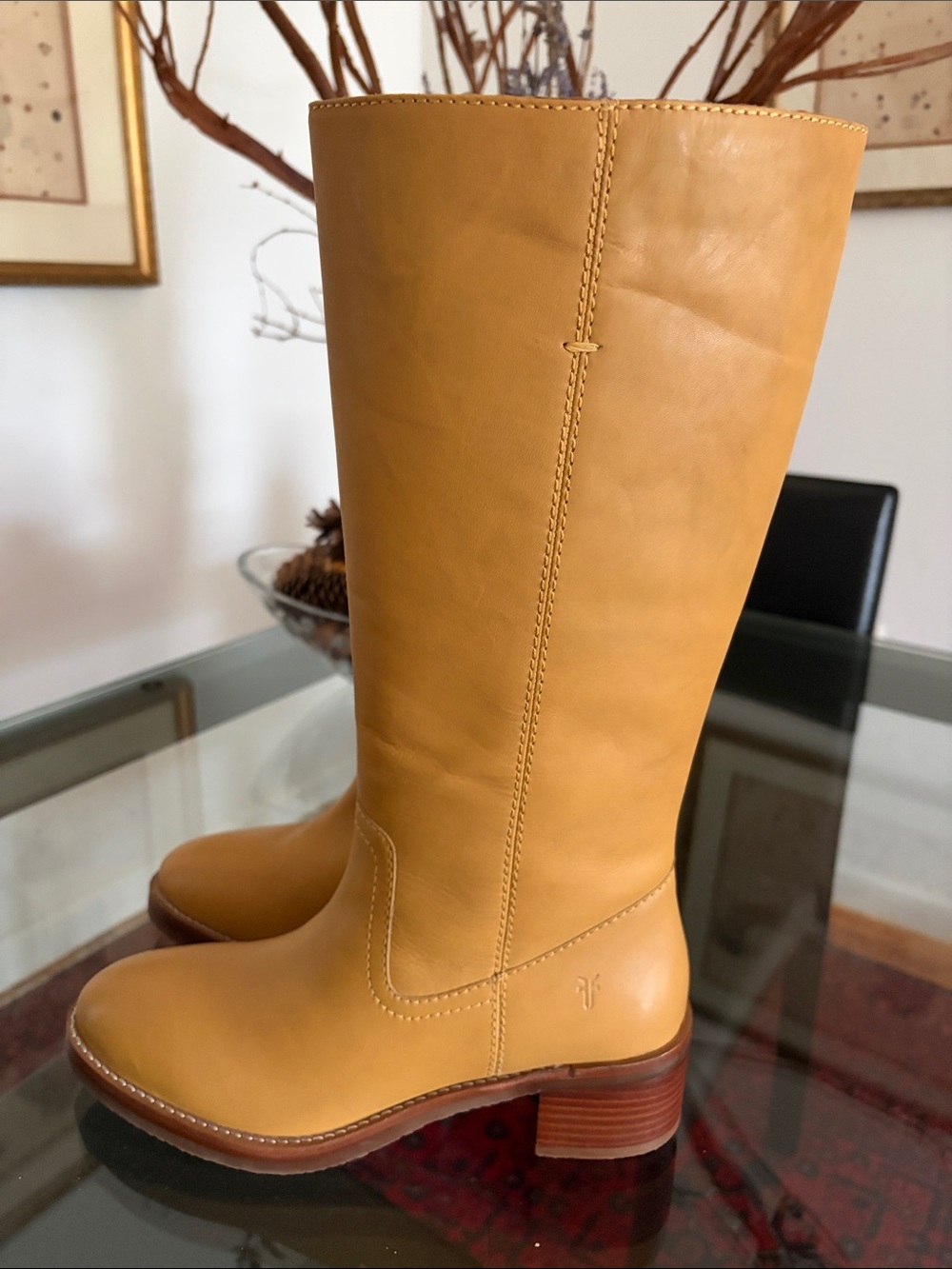 Frye Camryn Tall Pull On 8M Tan Leather Heeled Boots NWT